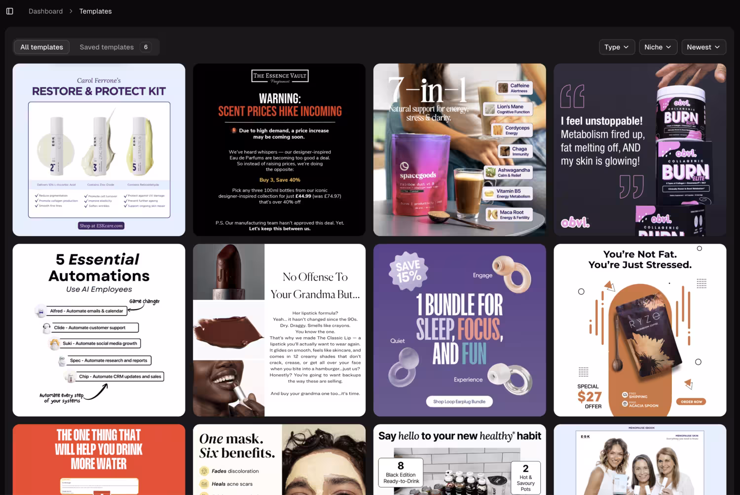 Statinių reklamų koliažas su įvairiais šablonais