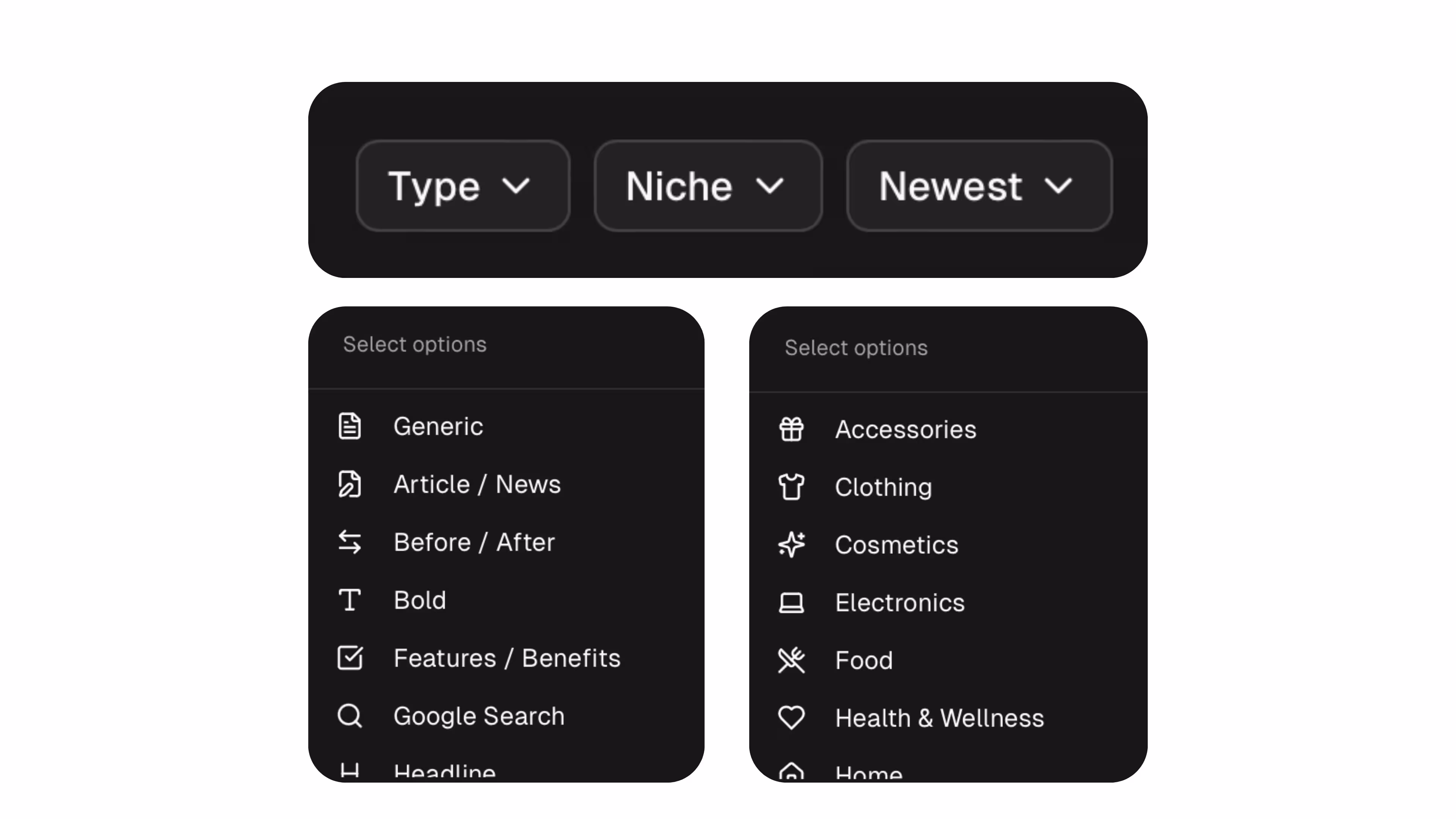 Kūrybinė biblioteka su filtravimo valdikliais